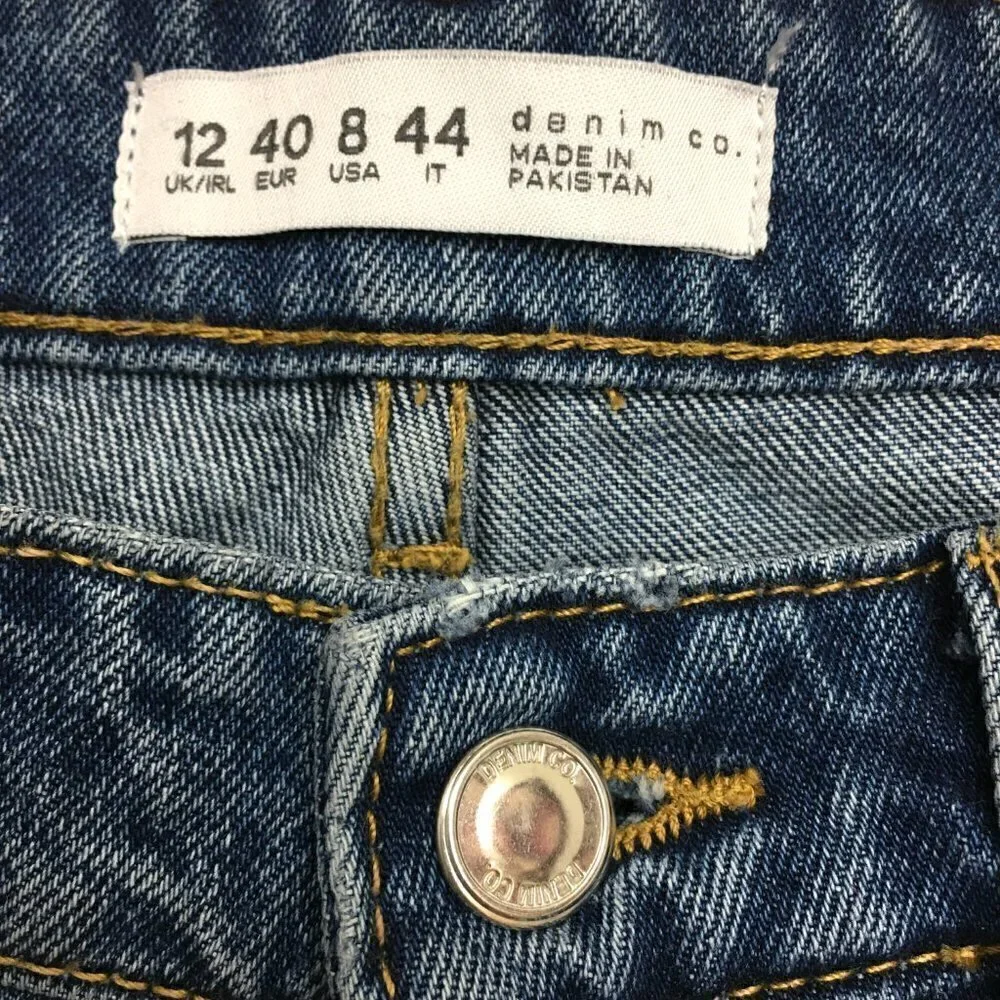 Denim & Co. Women's Jeans Straight Leg Button Fly Cotton Denim Size 8 length 26